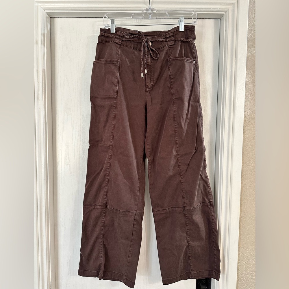Joie Brown Cargo Wide-Leg Drawstring Pants
